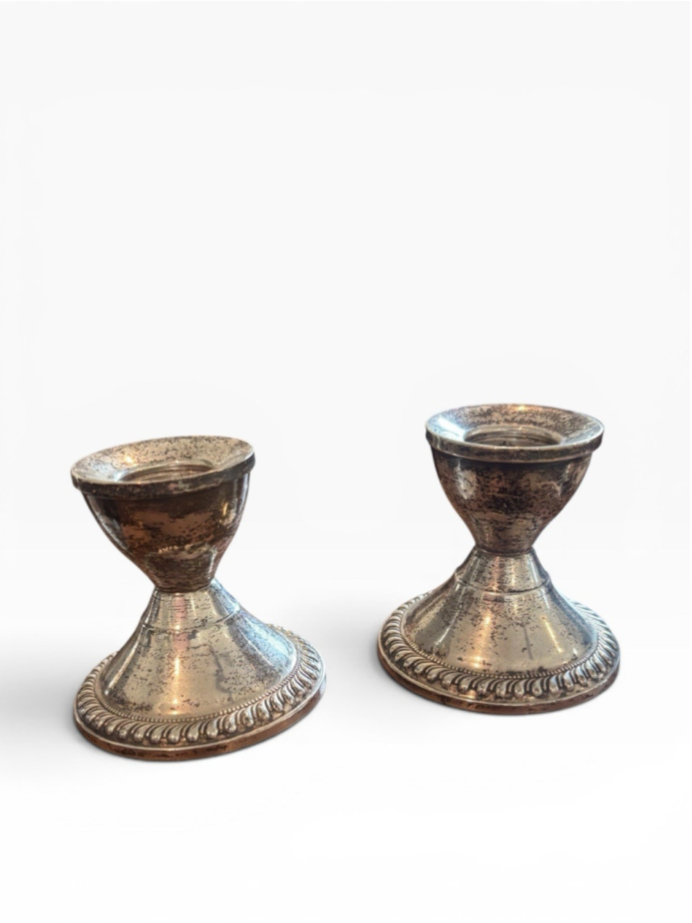 Set Of 2 Vintage Sterling Silver Weighted Candle Stick Holders